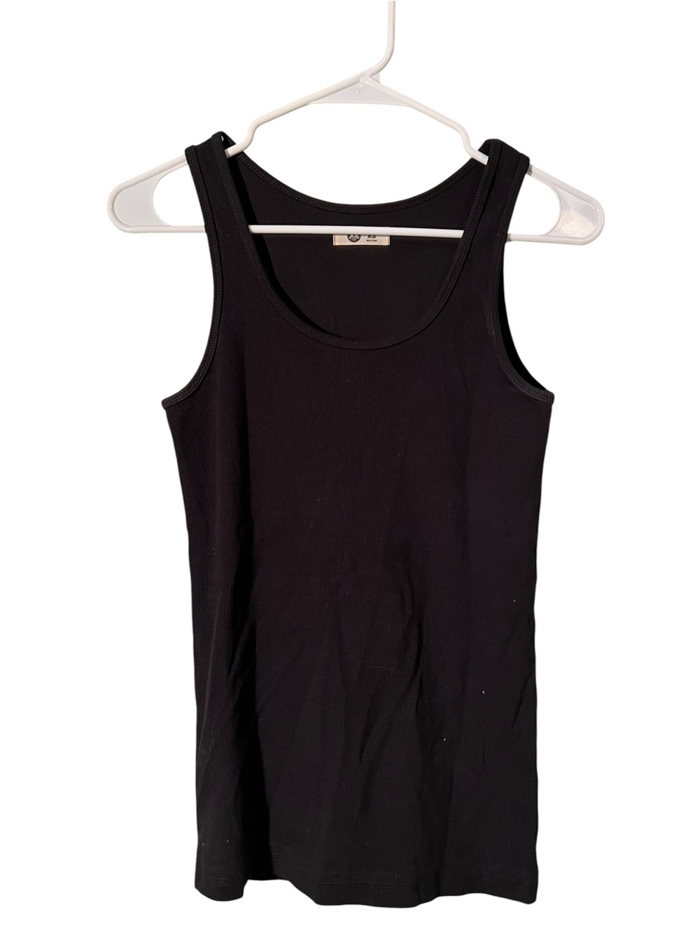 American Giant Women's Size XS Tank Top Black Ribbed Scoop Neck Stretch Cotton